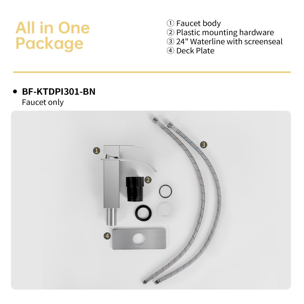 Bathroom Single Hole or Three Hole Sink Faucet Brushed Nickel Single Handle With Deck Plate B2724P257531