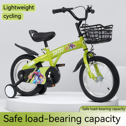 18 inch kids bike with training wheels,stand Adjustable saddle Suitable for boys and girls aged 5-10 years, tall Height 45-57 inch