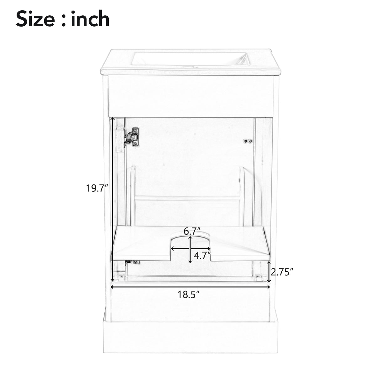 20" Bathroom Vanity with Sink, Classic Modern Bathroom Vanity Cabinet with U-Shaped Adjustable Shelf & Door Rack, Soft Close Door, Aluminum Handle,Black