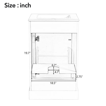 20" Bathroom Vanity with Sink, Classic Modern Bathroom Vanity Cabinet with U-Shaped Adjustable Shelf & Door Rack, Soft Close Door, Aluminum Handle,Black