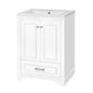 24" Bathroom Vanity with Sink, Modern Bathroom Vanity with White Ceramic Sink & Drawer, 3-Level Adjustable Shelf, Solid Wood Frame, for Small Bathroom,White