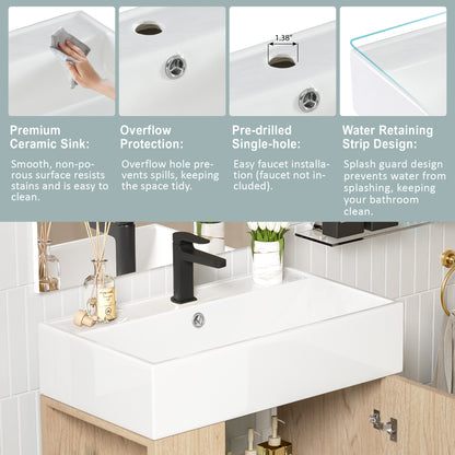 21.6" Bathroom Vanity with Sink, Slim Freestanding Bathroom Vanity Cabinet with Ceramic Sink & Overflow, Gold Metal Legs, Soft Close Door, for Small Bathroom,,Wood