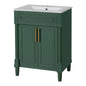 24" Bathroom Vanity with Sink, Modern Bathroom Vanity with Half-Moon Ceramic Sink for 4" Faucet, Adjustable Shelf & Painted Finish, for Small Bathroom,Green