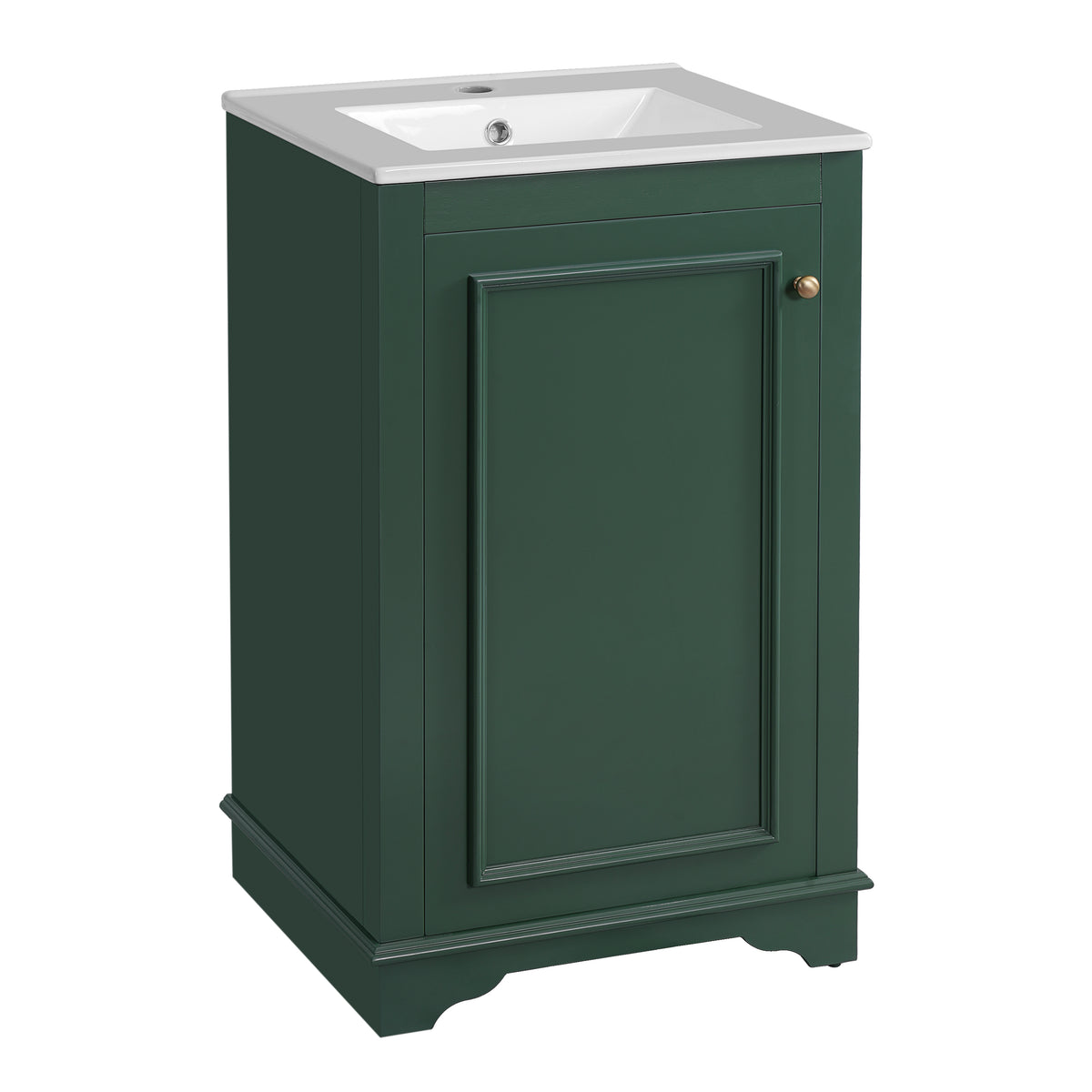 20" Shaker Style Bathroom Vanity with Sink, Small Bathroom Vanity Cabinet with Integrated Ceramic Sink, Soft Close Door, Solid Wood & MDF,Green