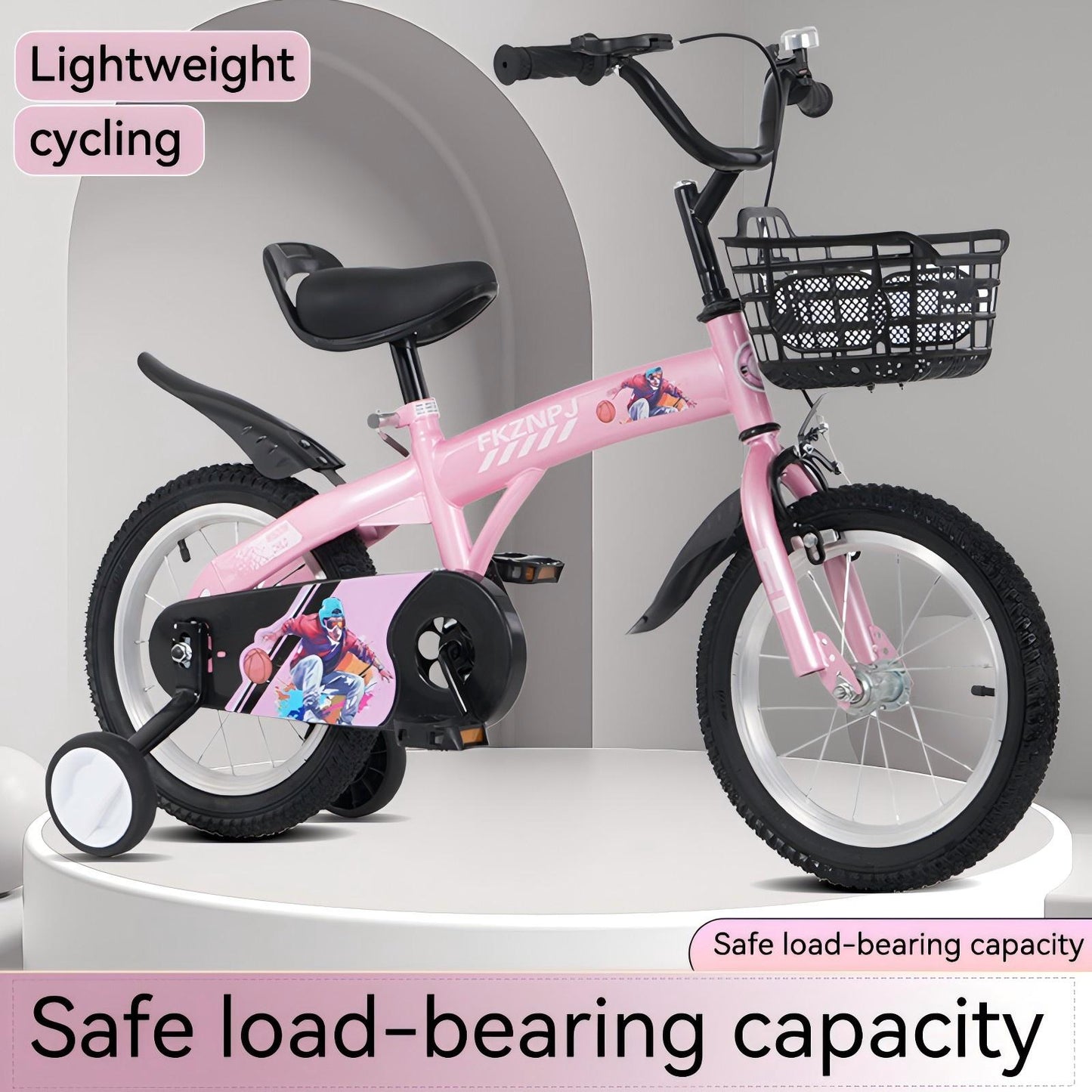 18 inch kids bike with training wheels,stand Adjustable saddle Suitable for boys and girls aged 5-10 years, tall Height 45-57 inch