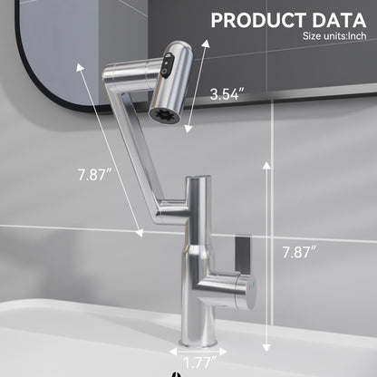 Bathroom Single Hole Sink Faucet Chrome Two Handles Rotable Spout W1217P214949