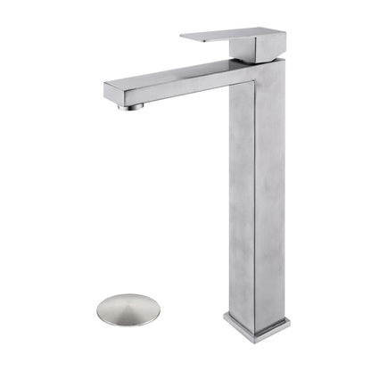 Bathroom Single Hole Vessel Sink Faucet Brushed Nickel Single Handle With Pop-up Drain W928P227407