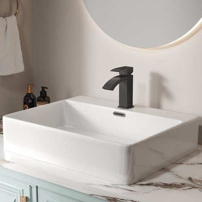 Bathroom Single Hole Sink Waterfall Faucet Matte Black Single Handle B2724P262881
