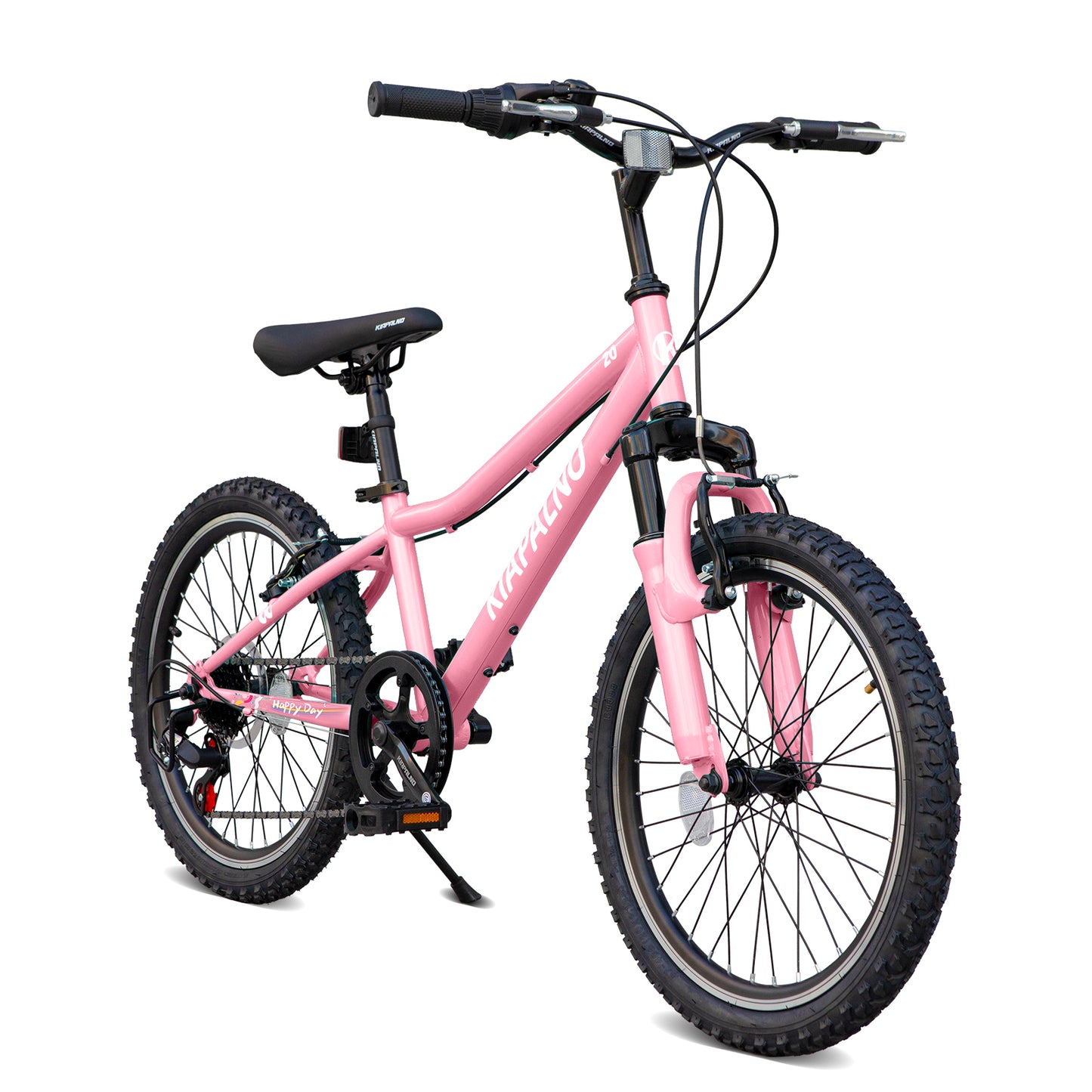 20 Inch Kids Mountain Bike, 7-Speed Drivetrain, Front Suspension, Durable Steel Frame, Bicycle for Boys & Girls Ages 6-10, Pink, 85% Pre-Assembled