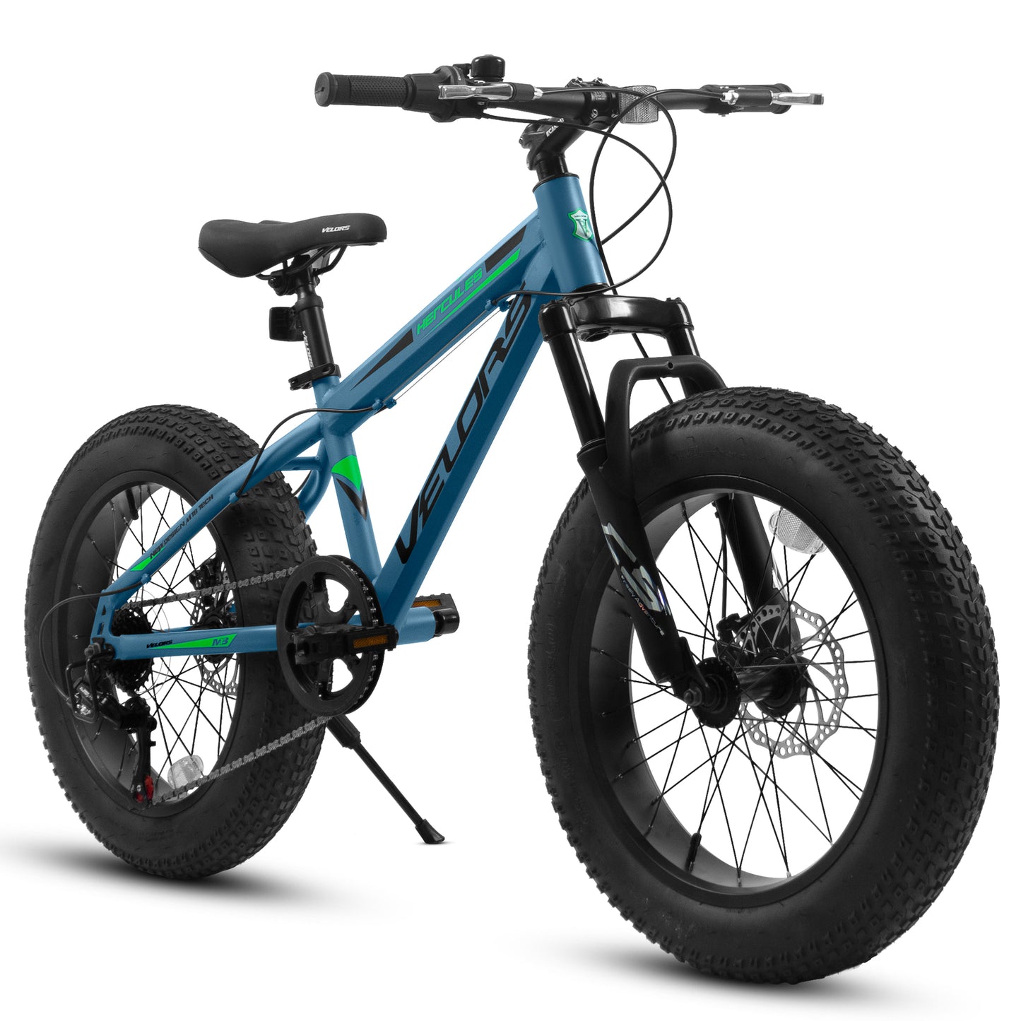 20" Fat Tire Bike for Boys & Girls, Fits Riders 48"-60" Tall, 7-Speed Mountain Bicycle with Dual Disc Brakes, Front Suspension Fork, High-Carbon Steel Frame, 20x4.0 Wide Tire