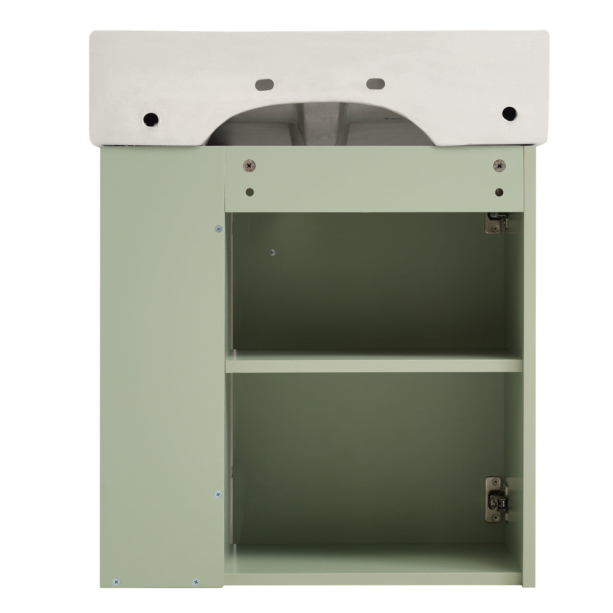 21.6" Floating Bathroom Vanity with Sink, Slim Wall Mounted Bathroom Vanity with Ceramic Basin & Overflow, Wave Pattern Door with Rose Gold Handle, Soft Close Door,Green