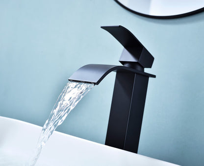 Bathroom Single Hole or Three Hole Vessel Sink Faucet Matte Black Single Handle With Deck Plate and Pop-up Drain W928P225251