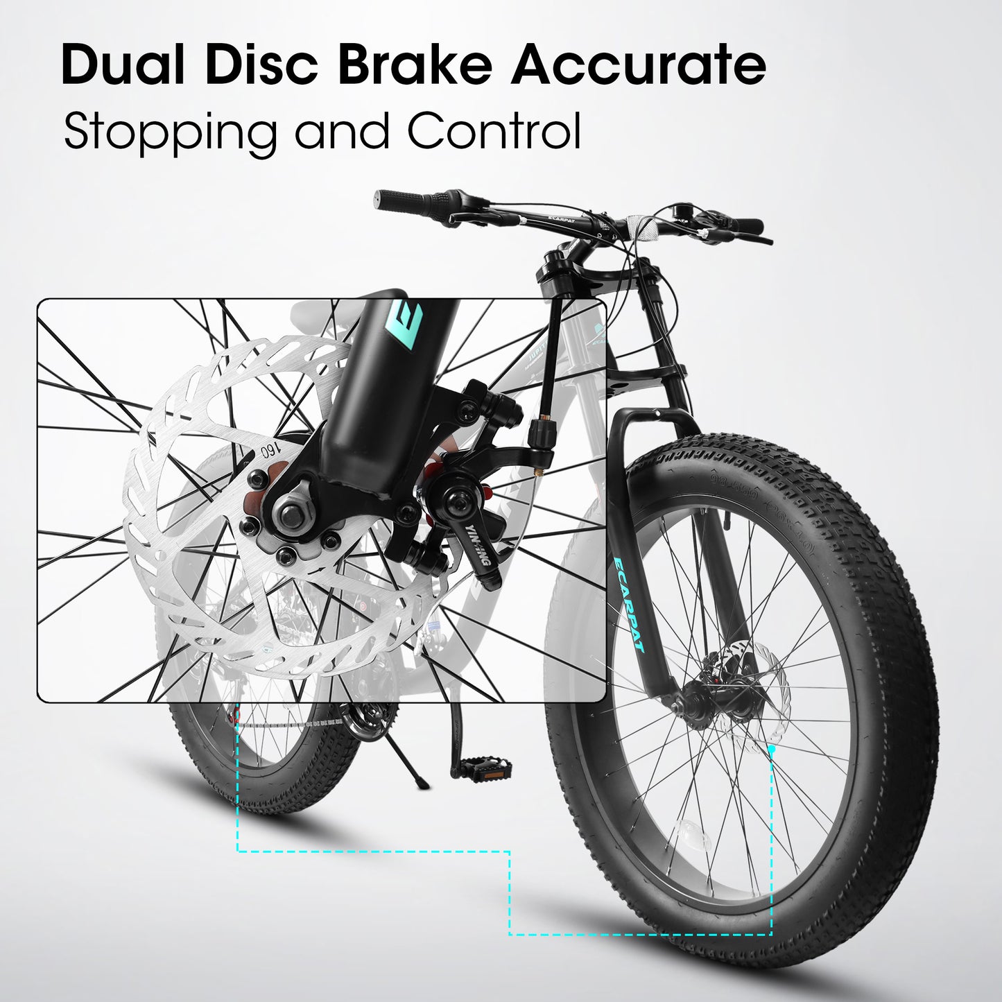 26x4 Inch Fat Tire Mountain Bike Shimano 21 Speed Dual Disc Brake Dual Suspension Trail Bike, Urban Commuter City Bicycle Adult or Youth Black
