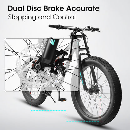 26x4 Inch Fat Tire Mountain Bike Shimano 21 Speed Dual Disc Brake Dual Suspension Trail Bike, Urban Commuter City Bicycle Adult or Youth Black
