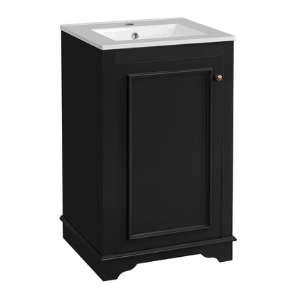 20" Shaker Style Bathroom Vanity with Sink, Small Bathroom Vanity Cabinet with Integrated Ceramic Sink, Soft Close Door, Solid Wood & MDF,Black