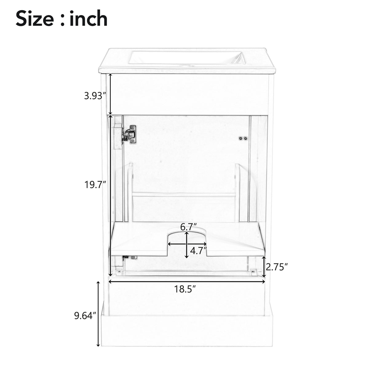 20" Bathroom Vanity with Sink, Classic Modern Bathroom Vanity Cabinet with U-Shaped Adjustable Shelf & Door Rack, Soft Close Door, Aluminum Handle,Green