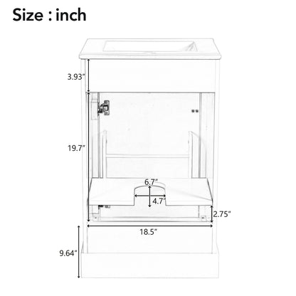 20" Bathroom Vanity with Sink, Classic Modern Bathroom Vanity Cabinet with U-Shaped Adjustable Shelf & Door Rack, Soft Close Door, Aluminum Handle,Green