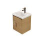 16" Floating Bathroom Vanity with Sink, Modern Wall Mounted Bathroom Vanity with Glossy White Ceramic Sink & Countertop, Soft Close Door, Plywood Storage Cabinet,Oak