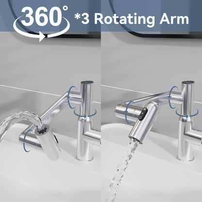 Bathroom Single Hole Sink Faucet Chrome Two Handles Rotable Spout W1217P214949