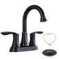 Oil-Rubbed Bronze 4-Inch Centerset Bathroom Sink Faucet, Two-Handle Vanity Faucet with Pop-Up Drain & Supply Lines