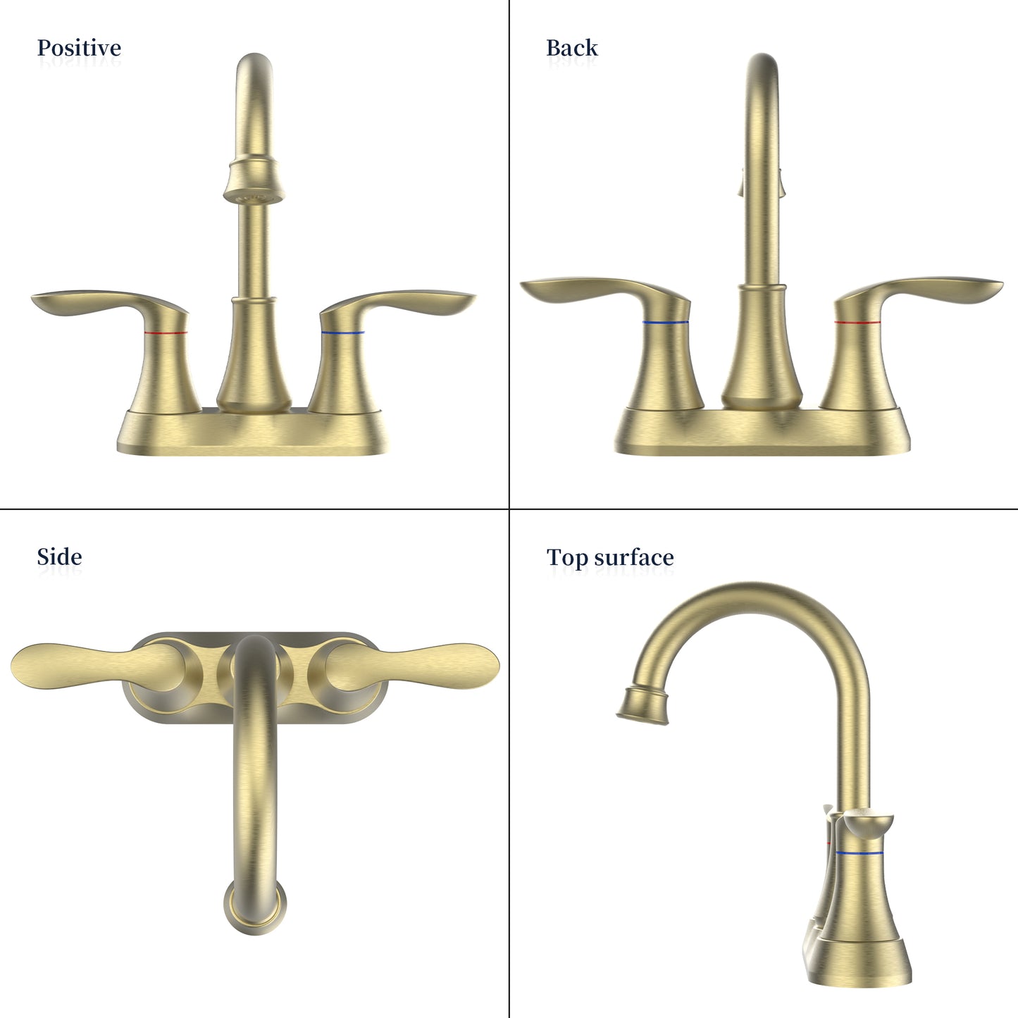 Brushed Gold 4-Inch Centerset Bathroom Sink Faucet, Two-Handle Vanity Faucet with Pop-Up Drain & Supply Lines