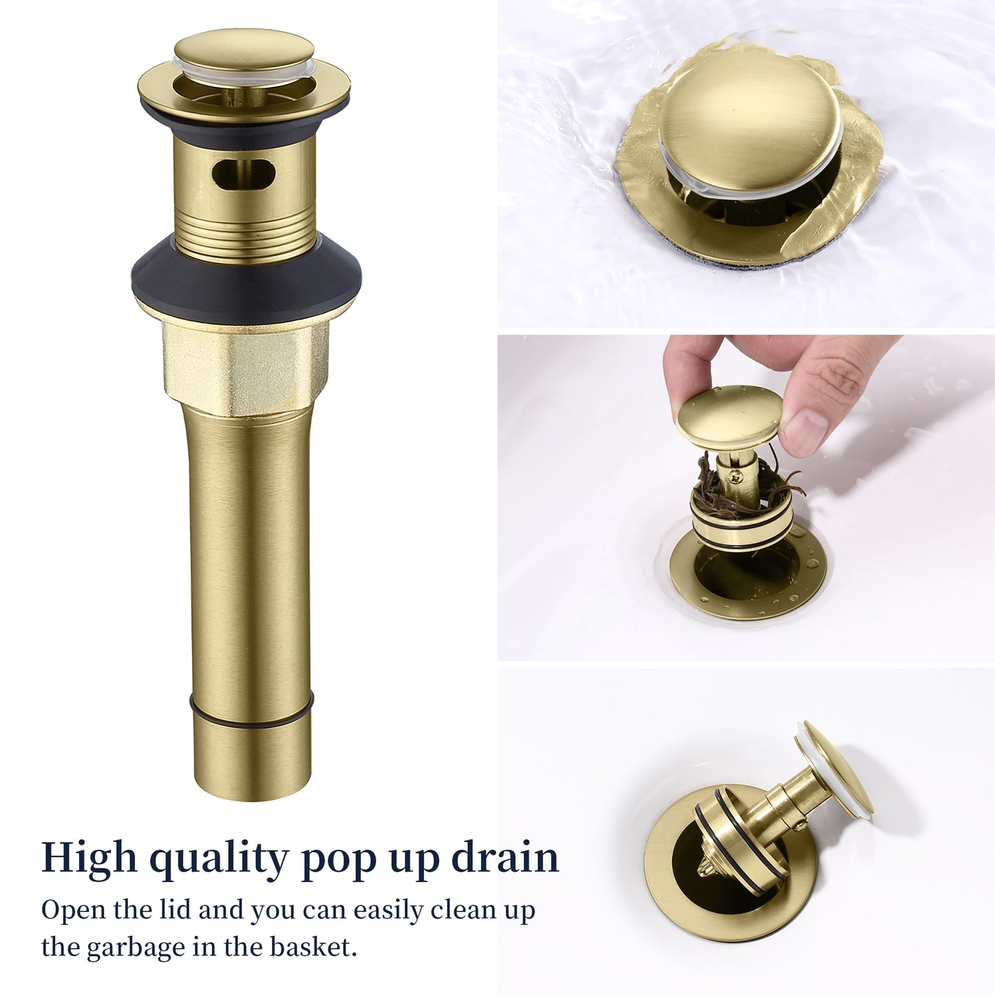 Brushed Gold 4-Inch Centerset Bathroom Sink Faucet, Two-Handle Vanity Faucet with Pop-Up Drain & Supply Lines