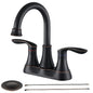 Oil-Rubbed Bronze 4-Inch Centerset Bathroom Sink Faucet, Two-Handle Vanity Faucet with Pop-Up Drain & Supply Lines