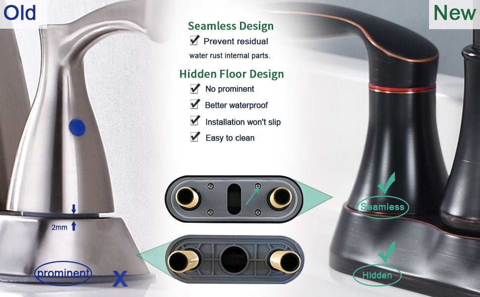 Oil-Rubbed Bronze 4-Inch Centerset Bathroom Sink Faucet, Two-Handle Vanity Faucet with Pop-Up Drain & Supply Lines
