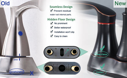 Oil-Rubbed Bronze 4-Inch Centerset Bathroom Sink Faucet, Two-Handle Vanity Faucet with Pop-Up Drain & Supply Lines