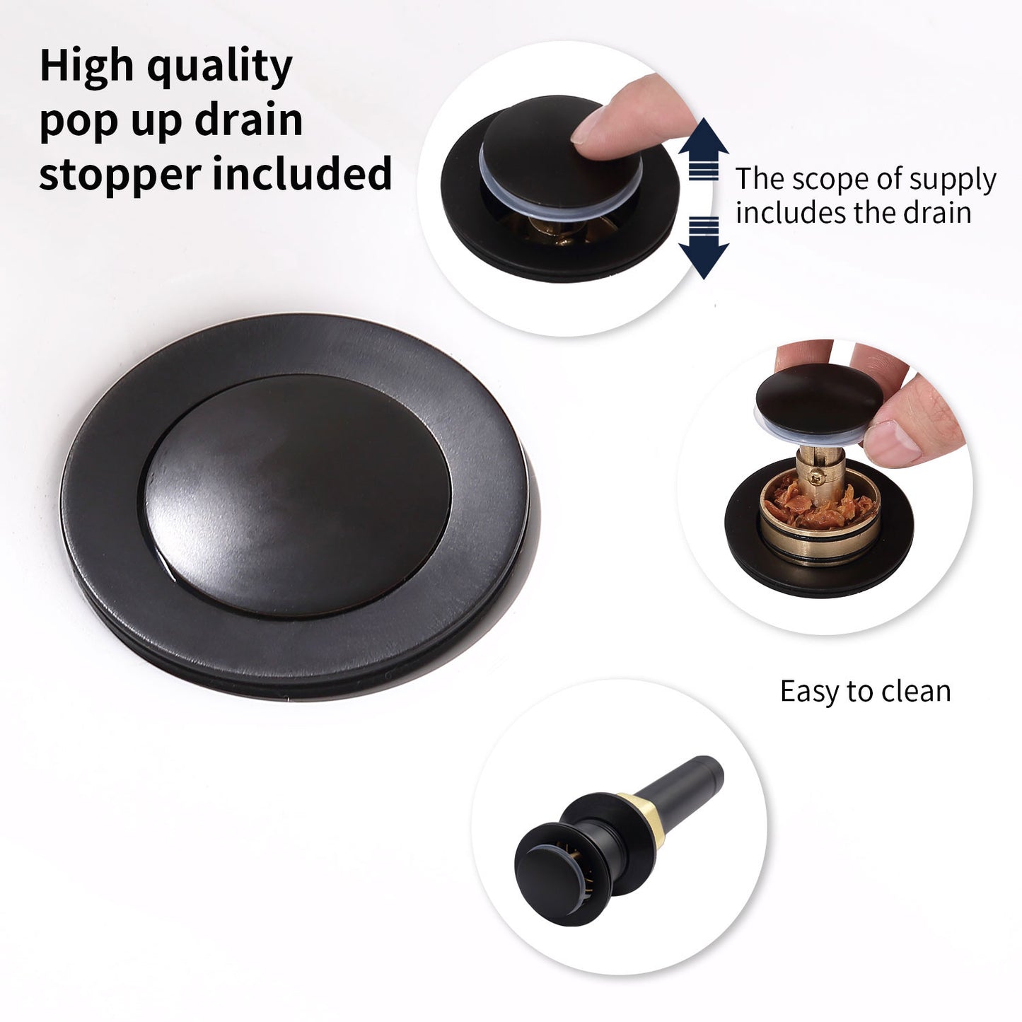 Matte Black 4-Inch Centerset Bathroom Sink Faucet, Two-Handle Vanity Faucet with Pop-Up Drain & Supply Lines