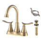 Brushed Gold 4-Inch Centerset Bathroom Sink Faucet, Two-Handle Vanity Faucet with Pop-Up Drain & Supply Lines