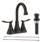 Oil-Rubbed Bronze 4-Inch Centerset Bathroom Sink Faucet, Two-Handle Vanity Faucet with Pop-Up Drain & Supply Lines