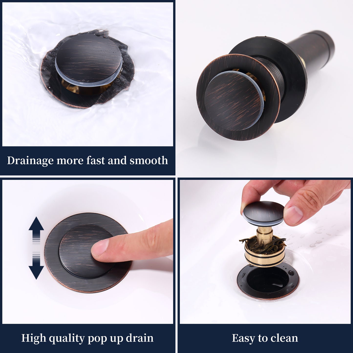 Oil-Rubbed Bronze 4-Inch Centerset Bathroom Sink Faucet, Two-Handle Vanity Faucet with Pop-Up Drain & Supply Lines
