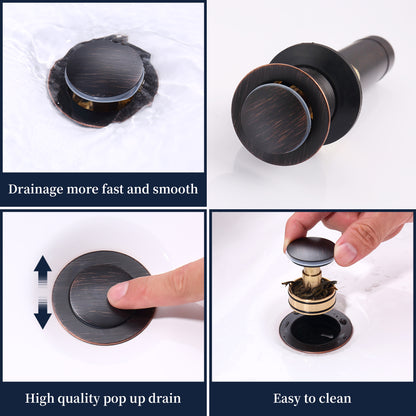 Oil-Rubbed Bronze 4-Inch Centerset Bathroom Sink Faucet, Two-Handle Vanity Faucet with Pop-Up Drain & Supply Lines