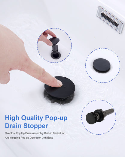 Matte Black 4-Inch Centerset Bathroom Sink Faucet, Two-Handle Vanity Faucet with 360° Swivel High Arc Spout, Pop-Up Drain & Supply Lines