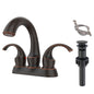 Oil-Rubbed Bronze Swan Neck Style 4-Inch Centerset Bathroom Sink Faucet, Two-Handle Vanity Faucet with Pop-Up Drain & Supply Lines