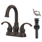 Oil-Rubbed Bronze Crescent Moon Style 4-Inch Centerset Bathroom Sink Faucet, Two-Handle Vanity Faucet with 360° Swivel Spout, Pop-Up Drain & Supply Lines