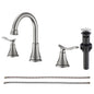 2-Handle 8-Inch Widespread Bathroom Sink Faucet, Brushed Nickel 3-Hole Vanity Faucet with 360° Swivel Spout, Pop-Up Drain & Supply Lines Included