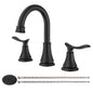 2-Handle 8-Inch Widespread Bathroom Sink Faucet, Matte Black 3-Hole Vanity Faucet with 360° Swivel Spout, Pop-Up Drain & Supply Lines Included