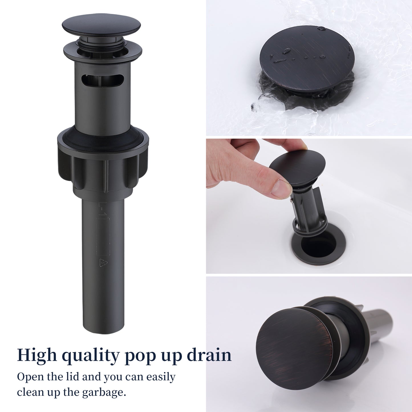 2-Handle 8-Inch Widespread Bathroom Sink Faucet, Oil-Rubbed Bronze 3-Hole Vanity Faucet with 360° Swivel Spout, Pop-Up Drain & Supply Lines Included