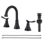 2-Handle 8-Inch Widespread Bathroom Sink Faucet, Oil-Rubbed Bronze 3-Hole Vanity Faucet with 360° Swivel Spout, Pop-Up Drain & Supply Lines Included