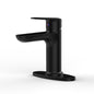 Matte Black Bathroom Sink Faucet, Single Handle Vanity Faucet for 1-Hole or 3-Hole Installation with Deck Plate, Laundry Faucet with 2 Included 9/16" Water Supply Hoses
