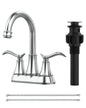 Chrome 4-Inch Centerset Bathroom Sink Faucet, Two-Handle Vanity Faucet with 360° Swivel High Arc Spout, Pop-Up Drain & Supply Lines