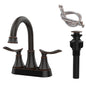 2-Handle 4-Inch Oil Rubbed Bronze Bathroom Faucet, Bathroom Vanity Sink Faucets with Pop-up Drain and Supply Hoses