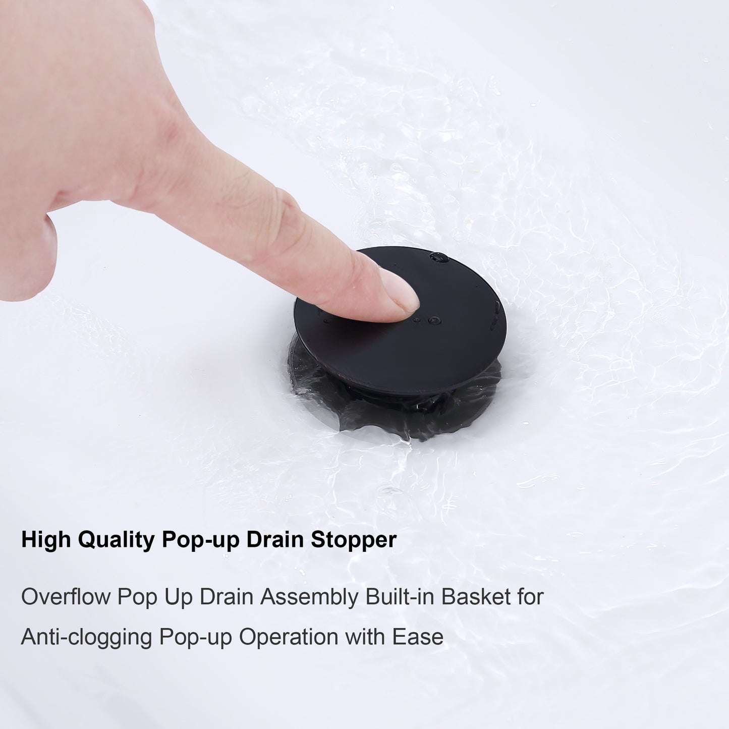 2-Handle 4-Inch Matte Black Bathroom Faucet, Bathroom Vanity Sink Faucets with Pop-up Drain and Supply Hoses