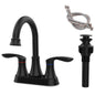 Matte Black 4-Inch Centerset Bathroom Sink Faucet, Two-Handle Vanity Faucet with Pop-Up Drain & Supply Lines