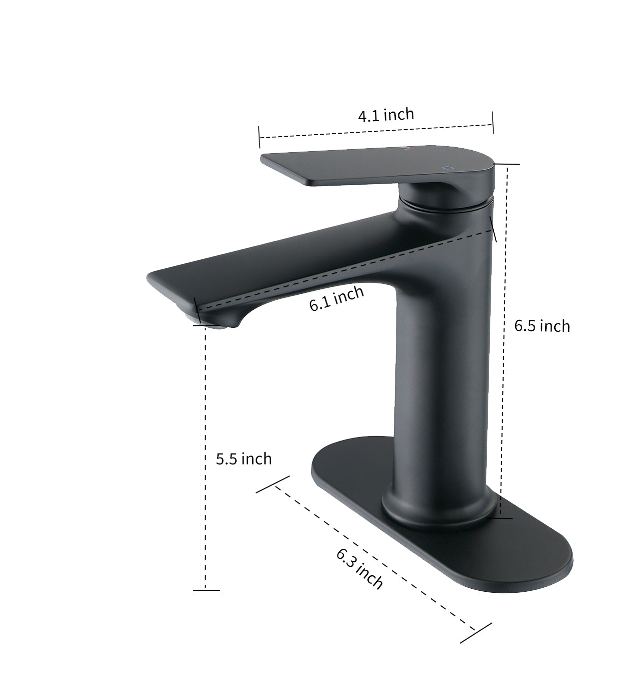 Matte Black Bathroom Sink Faucet, Single Handle with Deck Plate for 1-Hole or 3-Hole Installation