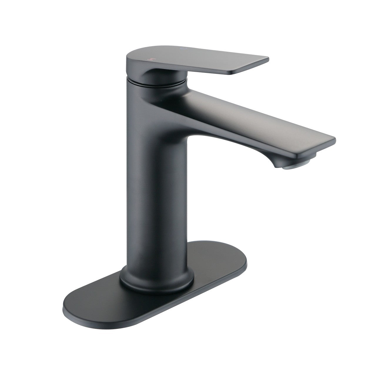 Matte Black Bathroom Sink Faucet, Single Handle with Deck Plate for 1-Hole or 3-Hole Installation
