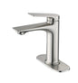 Brushed Nickel Bathroom Sink Faucet, Single Handle with Deck Plate for 1-Hole or 3-Hole Installation