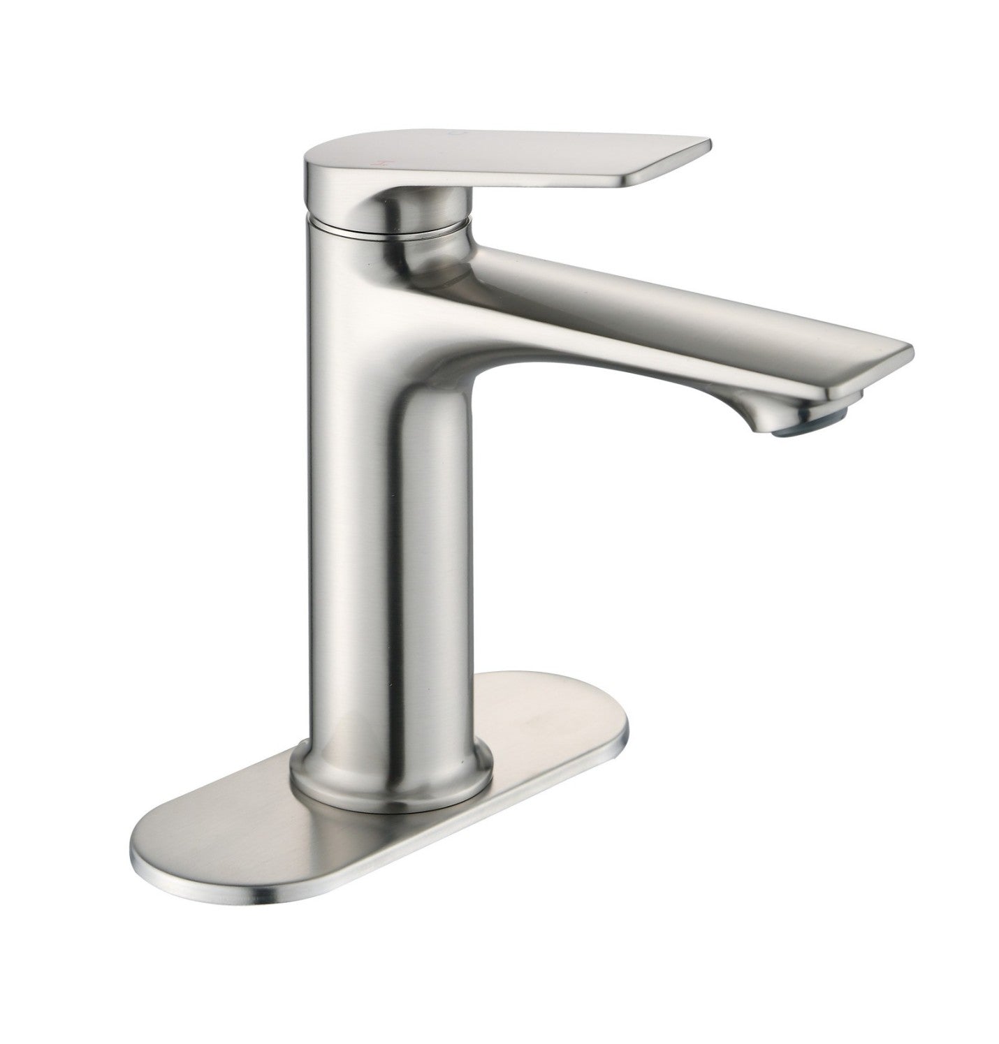 Brushed Nickel Bathroom Sink Faucet, Single Handle with Deck Plate for 1-Hole or 3-Hole Installation